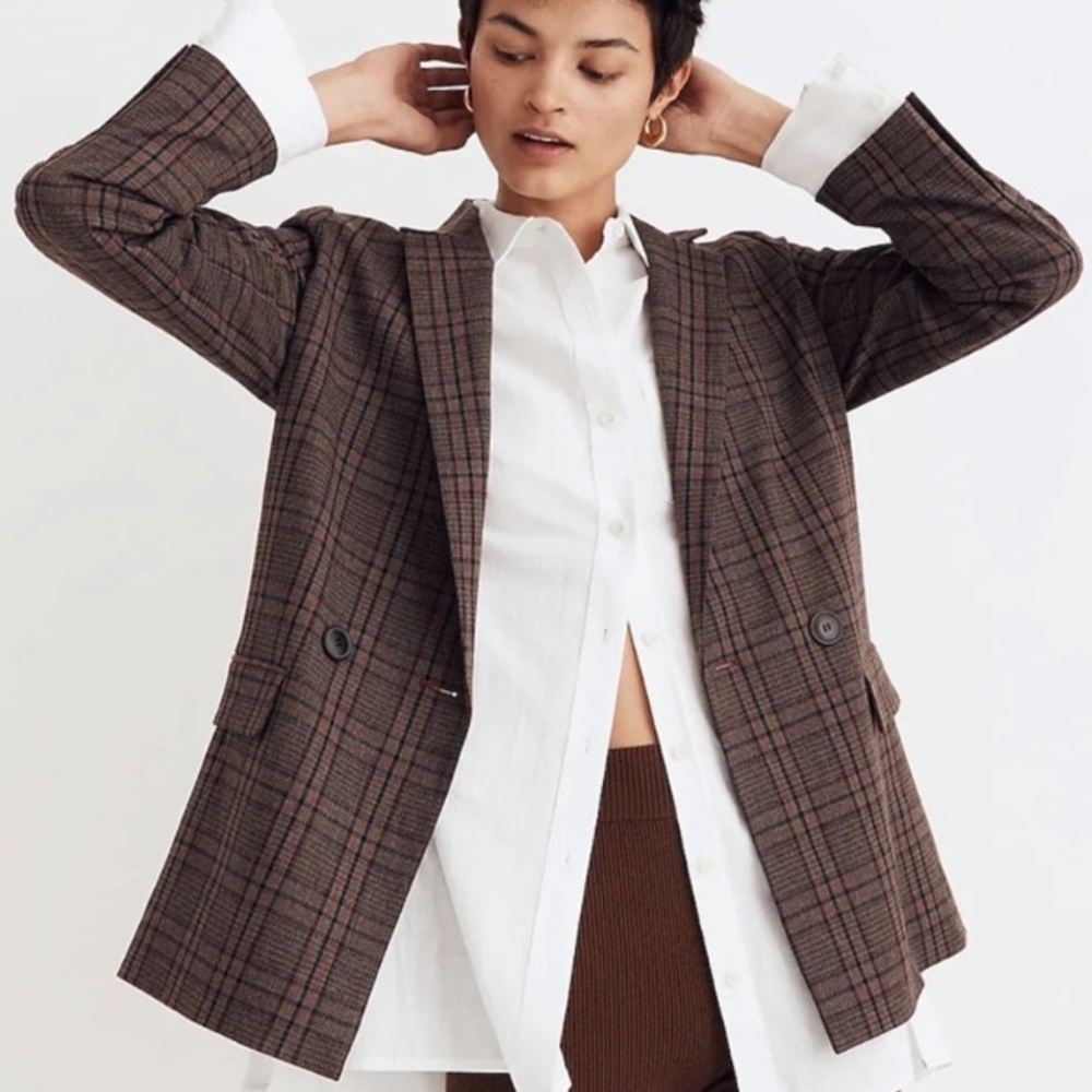 Madewell Caldwell double-breasted blazer in hedden plaid